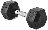 Amazon Basics Rubber Hex Dumbbell Hand Weight, 25 Pounds, Single, Black
