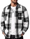 COOFANDY Men's Flannel Overshirt Long Sleeeve Shirts Fashion Button Down Jacket