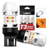 LASFIT T3 7443 Switchback LED Bulb 7444NA Front Turn Signal CANBUS Error Free White Amber NEW 500% Brighter 7444NA W21W DRL Parking Light Built In Resistor Anti Hyper Flash, Standard Socket (2pcs)