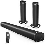 Sound Bar, 100W Sound Bar for Smart TV, Bluetooth 5.3 Soundbar, 2 in 1 Detachable Home Speaker Bass Effect, Home Theater Surround Sound, HDMI ARC/Optical/AUX /USB Connections, For TV/PC/Projectors