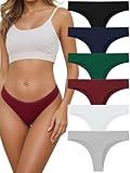 Vevmon Cotton Thongs for Women, Seamless Womens Underwear Breathable Briefs Comfortable Panties 6 pack