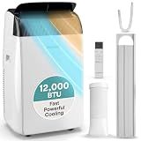 SereneLife Portable Air Conditioner With Heat & Built-in Dehumidifier 12,000 BTU, Portable Heater & AC For Rooms Up to 550 Sq. Ft. - Remote Control & Window Mount Exhaust Kit Included