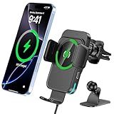 Wireless Car Charger, 15W Fast Charging [Auto Clamping] [Auto Alignment] Phone Holders for Your Car Dashboard Windshield Air Vent Car Accessories for iPhone 17 16 15 14 13 12 Series, Samsung Galaxy