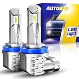 AUTOONE H11/H9/H8 Light Bulbs, Fanless No Flicker 40000LM 6000K Fog Lights Canbus, 10YR Lifespan, Pack of 2