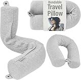 Dot&Dot Twist Memory Foam Travel Pillow, Bendable Neck Pillow for Airplane, Car and Home, Airplane Pillow for Neck Support, Chin, Lumbar and Leg, Adjustable Neck Roll Pillow
