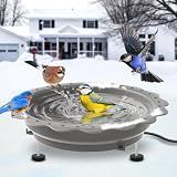 Jvgoo Heated Bird Baths for Outdoors Winter, 100W Heated Birdbath, Grey