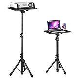 Projector Stand Tripod Adjustable, Laptop Height from 23.5 to 46.5 inches with Gooseneck Phone Holder, Floor for Office, Home, Stage, Studio, DJ Racks Holder Mount, 23.5inch-46.5inch