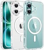 FNTCASE for iPhone 16 Case Clear: Magnetic Phone Cases with Screen Protector Drop Proof Compatible with Magsafe Slim Anti Yellowing Rugged Shockproof Protective Transparent Cell Cover (A-Clear)