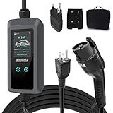BETUMODA Level 1&2 EV Charger 2026 Upgraded, 110V–240V, 8-16Amp Adjustable Current & Timer, NEMA 5-15 & 6-20 Plug, 25Ft EV Charging Cable, SAE J1772 Compatible for All PHEV/EV(Tesla Requires Adapter)