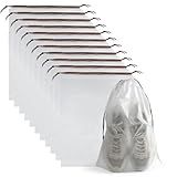 12 Pcs Shoe Bags for Travel, PLULON Clear Drawstring Travel Shoe Bags for Packing Waterproof Dustproof Shoes Organizer Pouch Travel Accessories Shoe Storage Bag for Women Men Portable Travel Essential