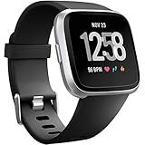 Wepro Band Compatible with Fitbit Versa 2 Bands for Women Men, Soft Band Compatible with Fitbit Versa Bands, Sport Waterproof Breathable Replacement Wristbands Strap for Versa Lite, Large, Black