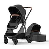 Mompush Ultimate2 Baby Stroller for Toddler with Removable Bassinet & Reversible Seat, Smooth Glide Bassinet Stroller, Full-Size for Comfortable Outings with Baby