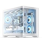 AsiaHorse Pegasus Micro ATX PC Case Dual Chamber 270° Full View Tempered Glass Huge Space MATX Gaming PC Case-360mm Radiator, RTX 40 Compatible, High Airflow Full-Tower MATX Computer Cases-White