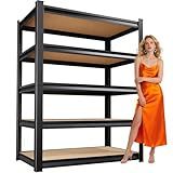 FFVVGH 72" H*36'' Storage Shelves 2500lbs Garage Shelving, Adjustable Heavy Duty Garage Shelves, Easy to Install Metal Shelving Wood Shelving Unit, Storage Shelf for Basement Warehouse 1Pack