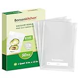 Bonsenkitchen Vacuum Sealer Bags, 50 Quart 8" x 12" Precut Food Sealer Bags, Commercial Grade, BPA Free, Heavy Duty, Customized Size Vacuum Bags for Vac Storage, Meal Prep or Sous Vide Cooking, VB12