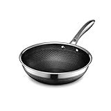 HexClad 10 Inch Hybrid Nonstick Wok, Stay-Cool Handle, Dishwasher and Oven Safe, Compatible with All Cooktops, Induction Ready