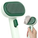 aumuca Cat Brush for Shedding, Cat Brushes for Indoor Cats, Horses Grooming Deshedding Brush for Dog Kitten Horse Massage Removes Loose Fur, Forest Green