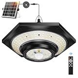 FabStyl Solar Indoor Outdoor Shed Light with 4000LM, Upgrade 228 LED Solar Pendant Light Daytime Available with 3 Color Temperature Remote Control Motion Sensors for Gazebo,Shed, Garage, Barn