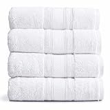 Springtree Home GOTS Organic Cotton Bath Towel Set | 4 Pack | White