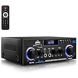 WOOPKER AK50 Amplifier Home Audio Stereo Receivers with Bluetooth 5.0,Max 500W,2.0 Channel Stereo Amplifer with Active Subwoofer Output,FM Radio,USB,SD Card,AUX, MIC in with Echo