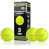 cyclotron P-40 Outdoor Pickleballs – USAPA Approved Pickleball Balls, High Visibility, 40-Hole Precision Design, Durable Seamless HDPE Construction(3 Pack)
