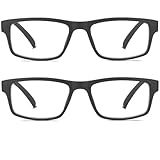 Kitchasy 2 Pack Reading Glasses, Unbreakable Blue Light Blocking Reading Glasses,Filter UV Ray/Glare Computer Readers, Stylish Lightweight Spring Hinges Eyeglasses for Women Men(2-pack Black,1.5)