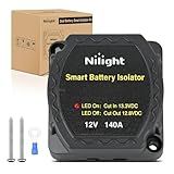 Nilight 12V 140AMP Dual Battery Isolator Voltage Sensitive Relay Smart VSR Dual Battery Automatic Charger Relays Auto Disconnect Switch Waterproof for Truck Van RV ATV UTV Boat Can Am