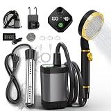 BSEED Portable Shower for Camping with Immersion Water Heater, 6000mAh Rechargeable Camping Shower with Intelligent LED Display, Outdoor Shower for Hiking, Travel, Pets & Car Washing, Wartering Plants