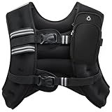 ZELUS Weighted Vest, 6lb/8lb/12lb/16lb/20lb/25lb/30lb Weight Vest with Reflective Stripe for Workout, Strength Training, Running, Fitness, Muscle Building, Weight Loss, Weightlifting, Black(16 lb)