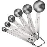 Measuring Spoons, Premium Heavy Duty 18/8 Stainless Steel Measuring Spoons Cups Set, Small Tablespoon with Metric and US Measurements, Set of 6 for Measuring Dry and Liquid Ingredients