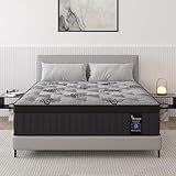 VISCOUNTESS Queen Mattress, 14 Inches Hybrid Mattress Bed in a Box with Gel Memory Foam & Pocket Spring, Euro Top, Medium Firm for Back Support & Pressure Relief, Motion Isolation, Grey