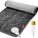 Comfytemp Weighted Heating Pad for Period & Back, 2.2lb Extra Large Menstrual Heated Pad, 12" x 24" XL Electric Heat Pad with 9 Heat Level & 11 timers auto-off for Neck Shoulder Leg Knee Abdomen, Gray