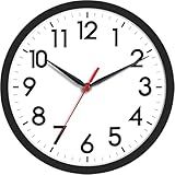 AKCISOT Wall Clock, Modern Small Wall Clocks Battery Operated 8 Inch, Silent Non-Ticking Analog Classic for Office, Home, Bathroom, Kitchen, Bedroom, School(Black)