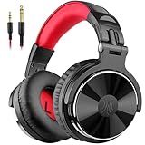 OneOdio Wired Over Ear Headphones Studio Monitor & Mixing DJ Stereo Headsets with 50mm Neodymium Drivers and 1/4 to 3.5mm Jack for AMP Computer Recording Podcast Keyboard Guitar Laptop - Red