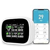 18-in-1 Smart Air Quality Monitor, WiFi Indoor Air Detector with Dual Chip, Real-Time Monitoring for AQI, CO2, PM2.5, PM1.0, PM10, TVOC, HCHO, Time, Temperature and Humidity with APP