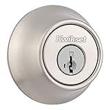 Kwikset 660 Deadbolt Deadbolt Lock, Satin Nickel Round Exterior Keyed Front Entry Door, Pick Resistant SmartKey Rekey Security, Single Cylinder Dead Bolt, with Microban Protection