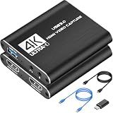 4K HDMI Capture Card for Streaming, Full HD 1080P 60FPS USB 3.0 Cam Link Game Audio Video Capture Card, Work with Camera/Nintendo Switch/Xbox/PS4/PS5/PC/OBS (Black)