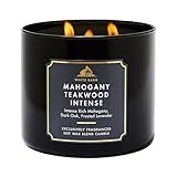 Bath & Body Works Mahogany Teakwood Intense 3-Wick Candle - Scented Candle for At-Home Use - Long-Lasting, Room-Filling Fragrance - High Fragrance Oil Concentration - Soy Wax Blend