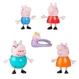 PEPPA PIG Peppa's Family of Five with Baby Evie, Poseable Figures Hold Hands, Preschool Toys for Girls and Boys 3 and Up