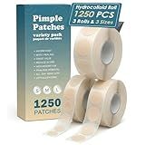 Pimple Patches for Face - 1250 Counts 3 Size Acne Patches - Hydrocolloid Acne Pimple Patch - Shrink Zits, Blemishes & Breakouts - Spot Stickers for Face - Invisible Zit Patches - For All Skin Types