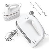 KBOBEY 450W Electric Hand Mixer, 5-Speed Handheld Mixer with Storage Case, Turbo & Eject Button, Includes 2 Beaters & 2 Dough Hooks for Baking, Cake, Egg, Cream (White)