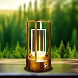 LAYSHINEEN Portable Metal Table Lamp, 4000 mAh Rechargeable Outdoor Table Lamp Cordless, 3 Color Stepless Dimmable Atmosphere Table Lamps for Patio, Camping, Coffee table decor lamp for Indoor/Outdoor