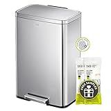 EKO Madison Brushed Stainless 50 Liter/13.2 Gallon Step Trash Can with Inner Liner - Fingerprint Resistant Finish