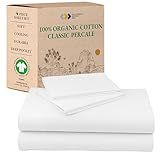 California Design Den Queen Sheet Set - Soft 100% Organic Cotton Sheets with Deep Pockets, Crisp Percale, Breathable and Durable Bedding Set - White