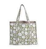 LKGSM RUGS Cotton Tiger Block Print Tote Bag, Indian Handmade Shopping Shoulder Bag, Unisex Market Daily Use (1, Dn2)