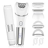 Zesuti Epilators Hair Removal for Women-2 in 1 Eletctric Razors for Women,Dual Head Bikini Trimmer for Pubic Hair/Lady Facial Razor,Cordless Epilator Body Shaver for Smooth Wet/Dry Shaving,Led Light