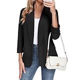 Anygresst Women's Classic Blazer Lapel Collar Open Front Long Sleeve Business Casual Work Office Suit Jackets XL, Black