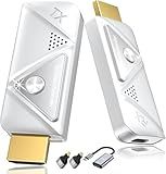 Wireless HDMI Transmitter and Receiver 382FT/100M, 2.4G+5G Plug & Play Wireless HDMI Extender Kit 4K Decode for Video and Audio to Monitor from Laptop (1TX+1RX 382FT)