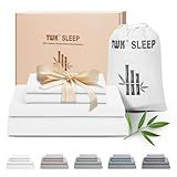 TWK Luxury Sheet Set, Genuine 100% Organic Viscose Derived from Bamboo, Cooling & Breathable, Silky Soft, Bedding Sheets & Pillowcases(White, King)
