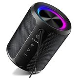 DUDGSIS Portable Bluetooth Speaker, IPX7 Waterproof Wireless Speaker with 20W Loud Stereo Sound, 15H Playtime & Beat-Synced RGB Light, Small Outdoor Speaker for Shower, Pool, Beach, Hiking and Gifts